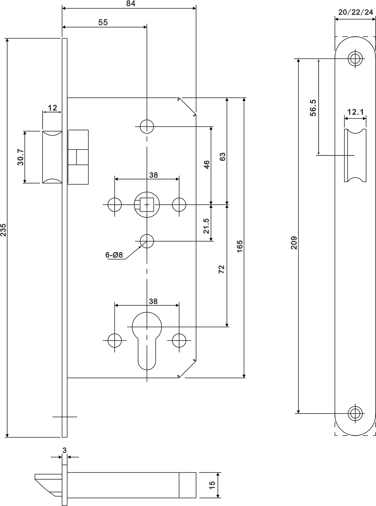 حازت CE Marks Fire على تصنيف أفضل قفل باب تجاري أوروبي خارجي مزلاج ممر نقر Lockset